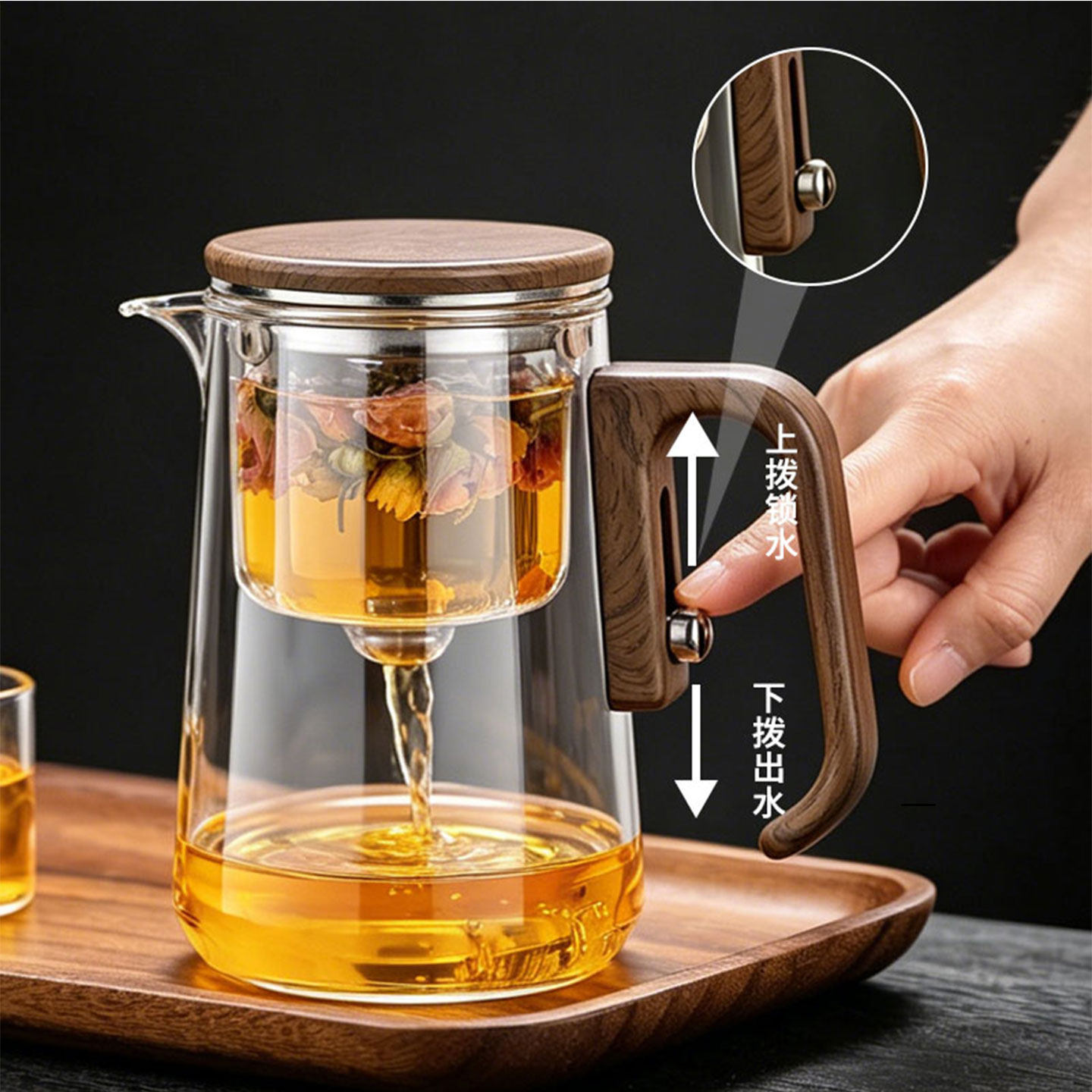 2026新款磁吸飘逸杯泡茶壶茶水分离杯赖人泡茶神器全玻璃内胆茶具