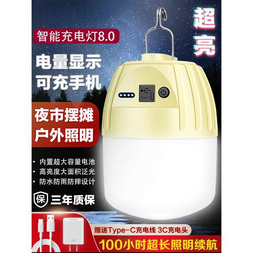 充电的照明灯户外露营家用超长续航大容量led地摊灯泡夜市摆摊灯