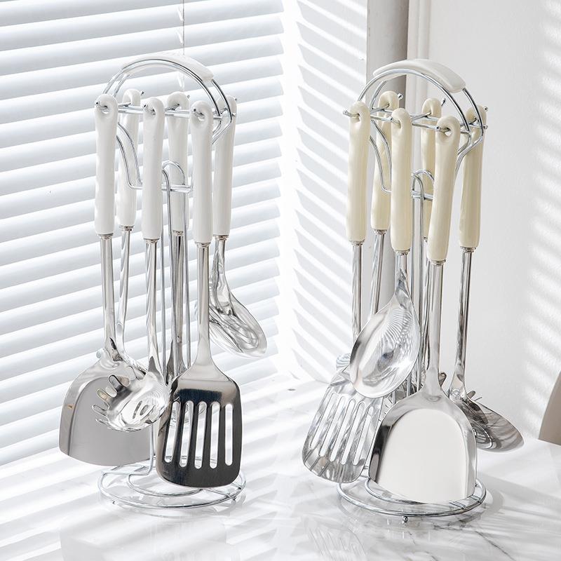 北欧不锈钢厨具家用厨房锅铲煎铲烹饪厨具炒菜铲子漏勺汤勺七件套