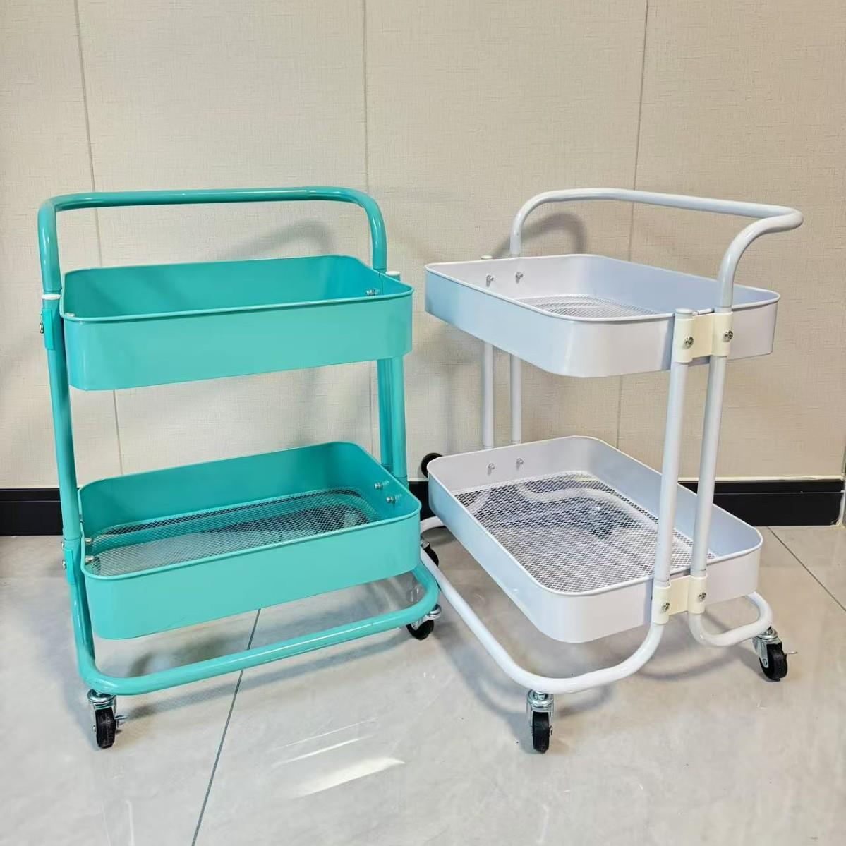 双层小推车置物架美容院客厅收纳架可移动小仪器收纳车颜色可拼