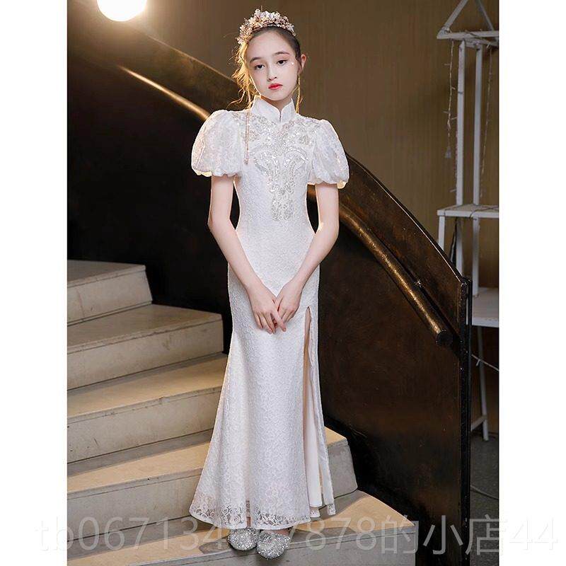 高档白女童旗袍20演25新持款儿童中国风改良色版主人小女孩古筝出