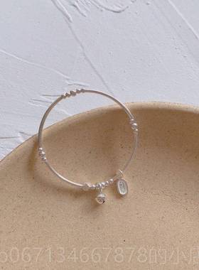 高档原创小众设计感925纯银铃铛可手镯链女爱弹s力细手手环不掉色