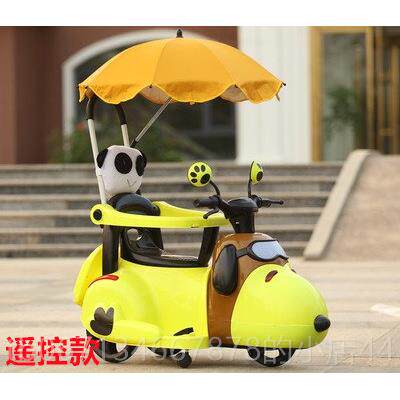 高档狗狗卡通婴儿童电动摩1托车3岁带护栏推小-孩男女宝宝玩具手