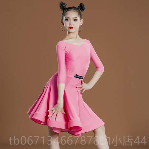 高档罗春夏女童拉丁舞蹈级服专业规定比赛服少儿练功考儿童装演然