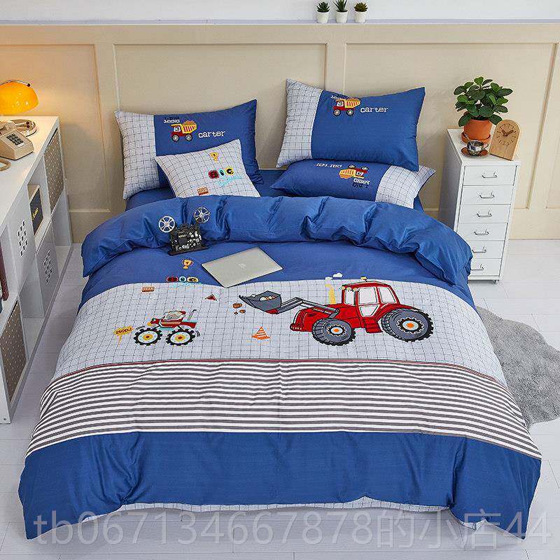 高档棉床单被套儿色童卡通纯棉四件套小女孩全床5笠式粉被罩1.m公