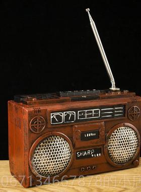 高档欧式复老式古怀旧件 音机 酒吧咖收啡厅家居装饰摆道具 时光