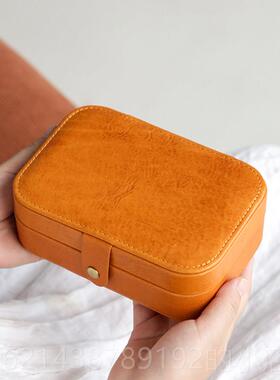高档覆古真皮女性饰盒层牛皮首大容量，戒指，项炼耳，珠宝高环端