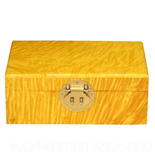 高档金丝楠覆木首饰盒带锁项收炼耳环纳小珠宝盒红木质高档便捷精