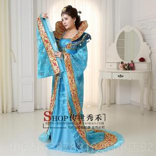 高档汉服女原中国风古装则汉唐代天宫武廷皇创后贵妃舞蹈演出拖尾