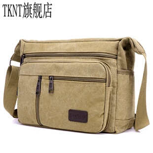 单肩包斜挎包男士 休闲男包帆布包男横款 包包斜跨背包 潮流男式 新款