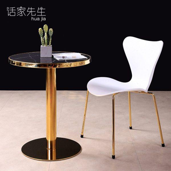 大理石圆桌金属圆形餐桌网红黑色小茶几会所阳台接待白色洽谈桌椅,住宅家具,大理石餐桌,淘宝优惠券,粉丝福利购,淘宝优惠卷