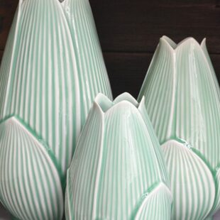 陶瓷花瓶插花瓶莲花花瓶青瓷莲花瓶白瓷莲花花器莲花供佛插花花瓶