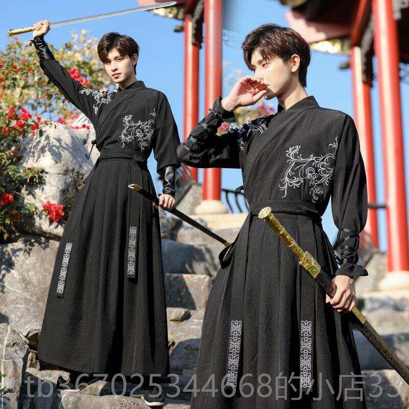 正品黑风色系魏汉服男套装古士仙气古装男晋生男帅气飘逸明制大码