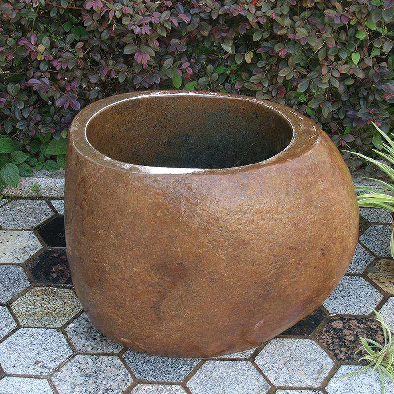 天然鹅卵石拖布池复古拖把桶户外庭院拖把盆阳台石头拖把池墩布池