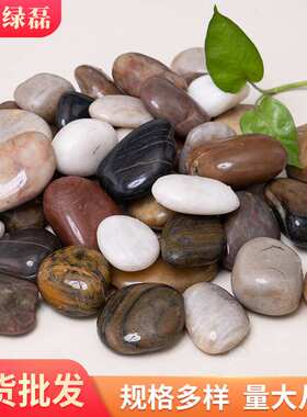 五彩雨花石白色黑色红色黄色抛光高亮鹅卵石园林铺路池塘造景装饰
