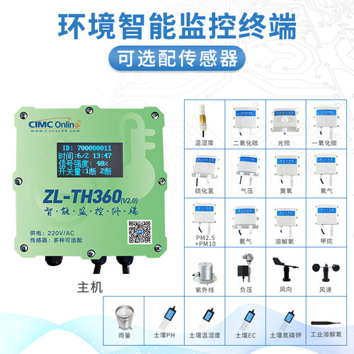 二氧化碳氨气监测农业温室大棚养殖场温湿度远程环境监测器大屏