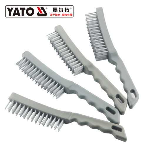 易尔拓进口工具塑柄钢丝刷直丝铁刷子除锈刷铁丝刷去铁锈YT-6353