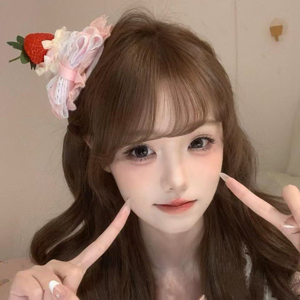 草莓蛋糕生日帽发夹甜美可爱少女小礼帽侧边夹氛围感拍照道具发饰
