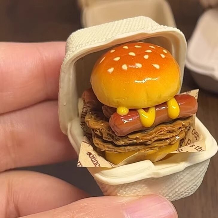 迷你美式热狗芝士堡创意冰箱贴ins仿真打包盒汉堡包磁吸贴装饰贴