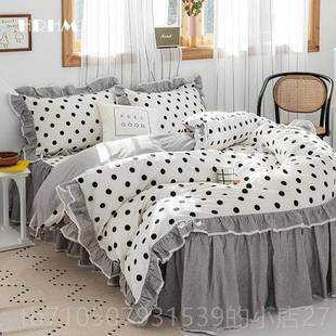 正品 少女公主田园风清新棉家纺床上用 H小RHM全棉纯四件套床心裙式