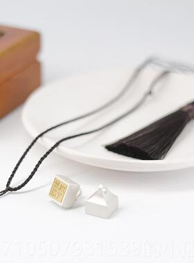 正品瑜棠情侣银吊坠银印章男刻字项炼逸古风爱情生纯日定情信女物