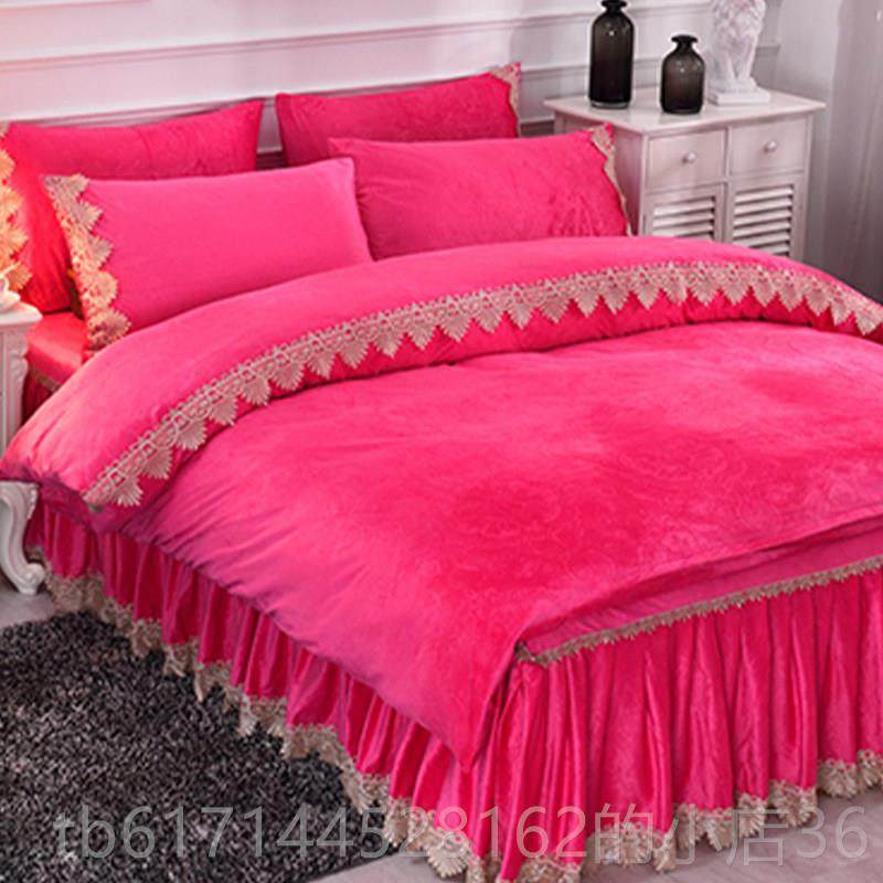 正品水绒裙式四件套珊绒法兰床上瑚用品床冬晶季床单被套床罩款加,床上用品,床品套件/四件套/多件套,淘宝优惠券,粉丝福利购,淘宝优惠卷