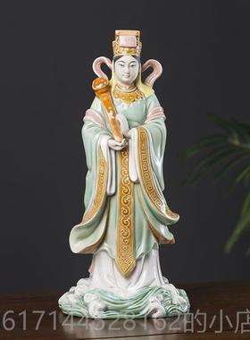正品石湾公仔陶瓷工品摆件艺家居妈客厅关送礼佛像净玄瓶观音祖