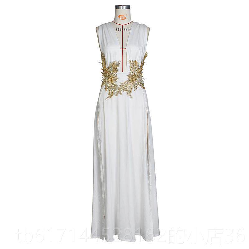 正品时欧美风女装ns性感尚连衣裙婚礼深V高开叉长part大摆i拖地礼