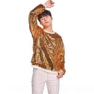 正品演台唱会 舞演出服男歌手同款 袖潮流摇滚酒吧夜店服 长装亮