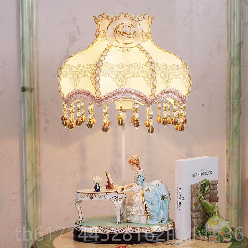 正品台灯卧室床头饰创意欧式婚房装物美式可爱公复古主调光礼陶瓷