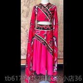 正品 儿童汉唐楚优红舞蹈服中国风古典舞声民族服踏鼓声出色水袖 演