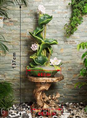 正品新家中式落地流水喷泉品客厅摆件居饰摆设装开业礼品饰荷叶流