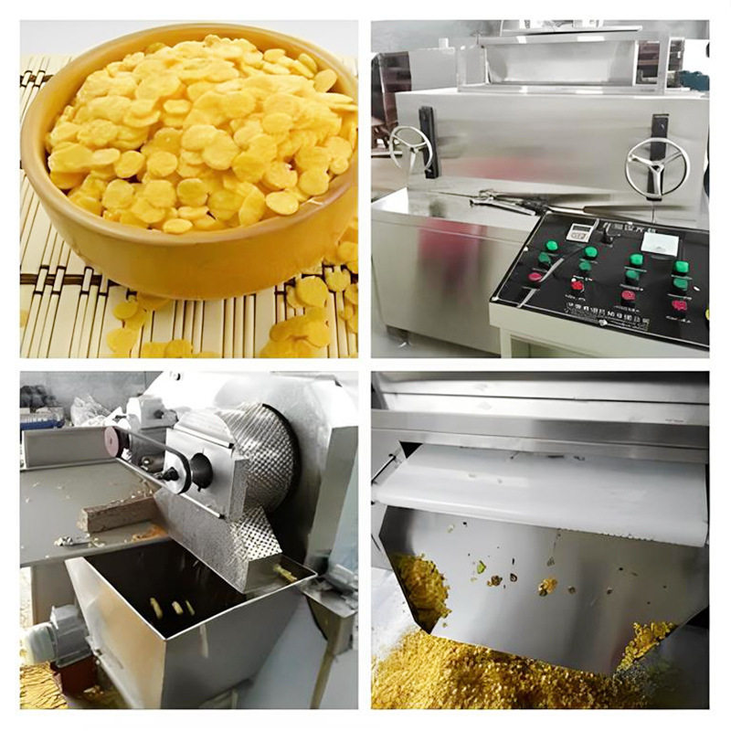 酸奶谷物片膨化机 玉米片压片机 玉米片生产线 全自动麦圈膨化机