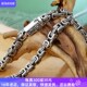 百搭链 时尚 汉风龙纹方形环纯银项链男士 复古银饰潮男个性