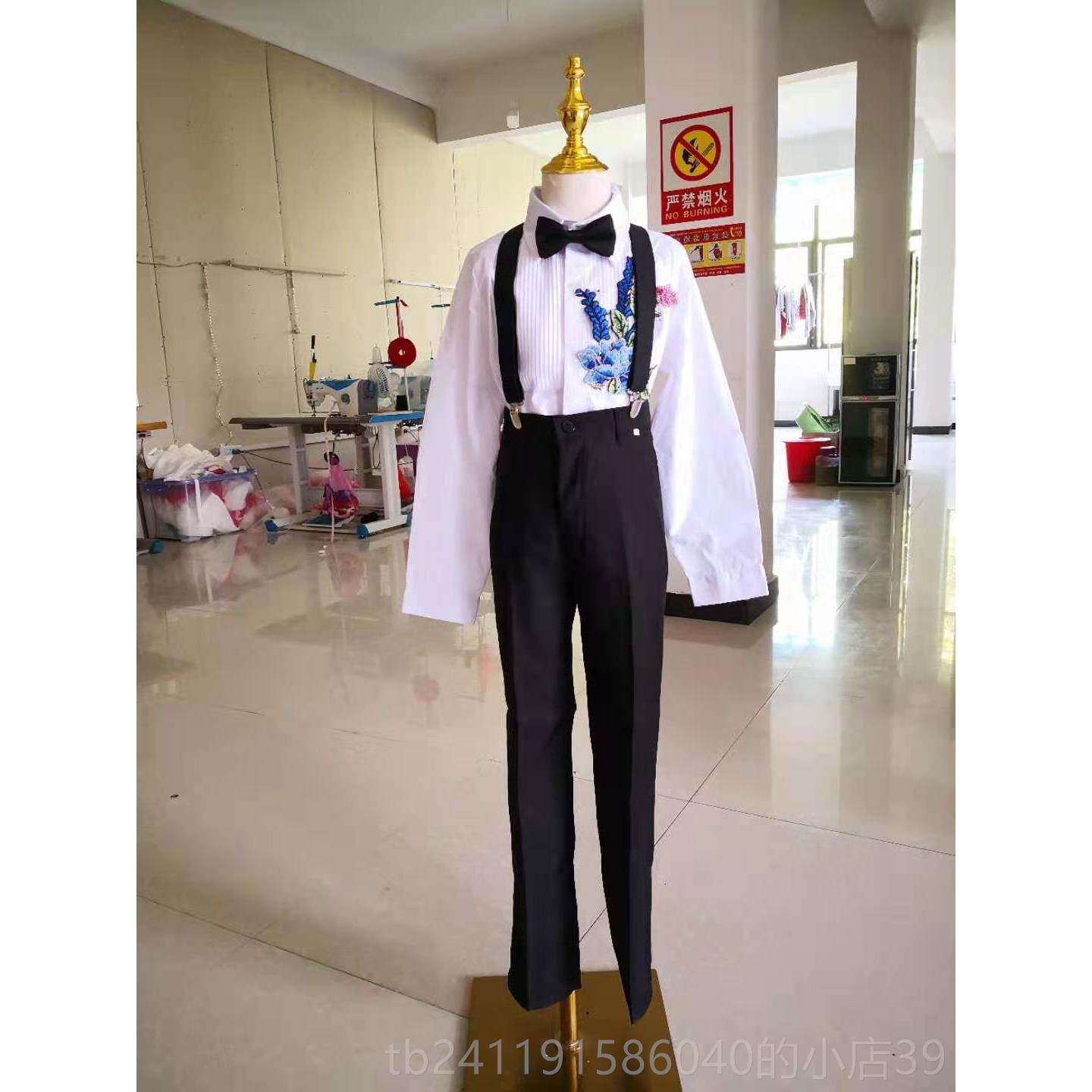 高档出儿童礼服女蓬蓬主公裙青花瓷童主持人洋气中国风古筝演服花