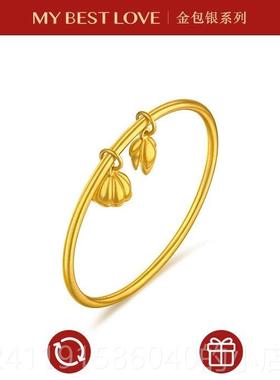 高档镀银金内银手镯女古法承黄999足金素圈包金镯实心不金变形传