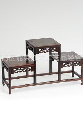大红酸枝木小博古架红木工艺品小博古架实木多宝架底座紫砂壶茶壶