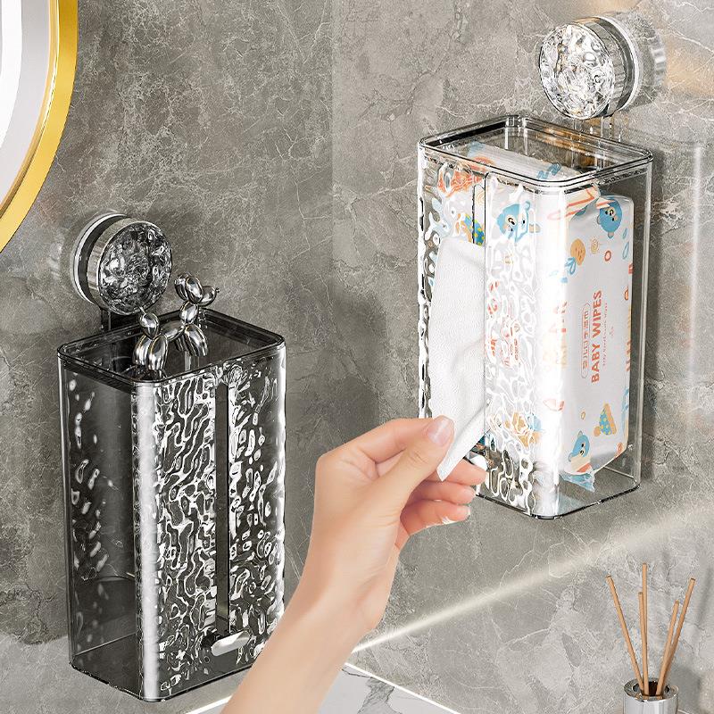 壁挂吸盘湿巾盒置物架防水免打孔厕所纸巾盒抽纸盒卫生间湿厕纸盒