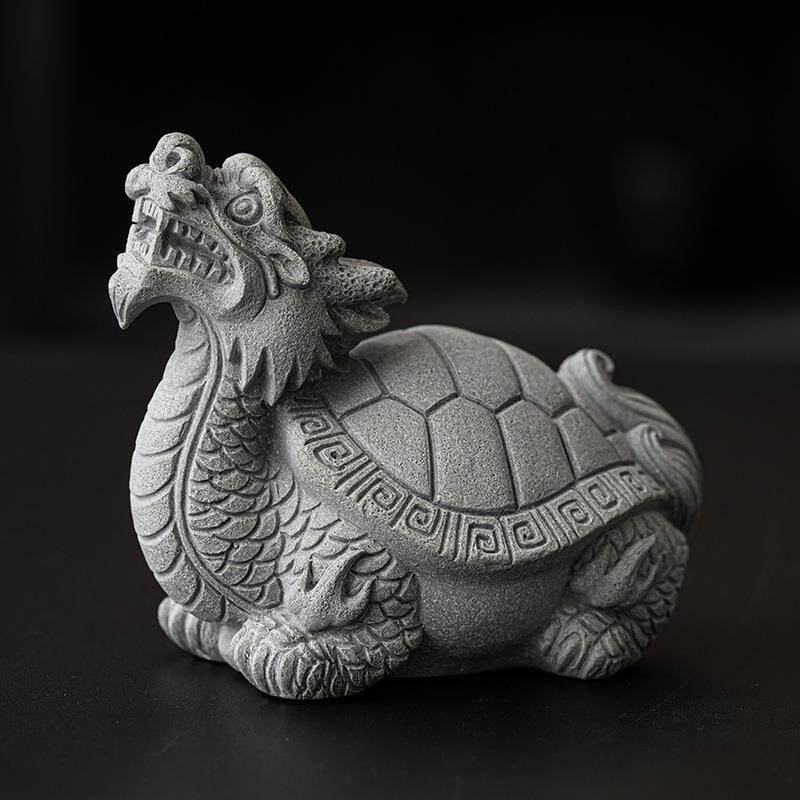 复古中式迷你小龙龟可爱茶宠茶玩摆件青砂石鱼缸造景盆栽桌面装饰
