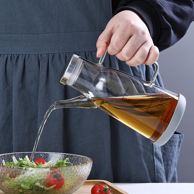 凡歌不锈钢盖高硼硅玻璃油壶户外家用计量调味罐厨房防漏酱油醋瓶