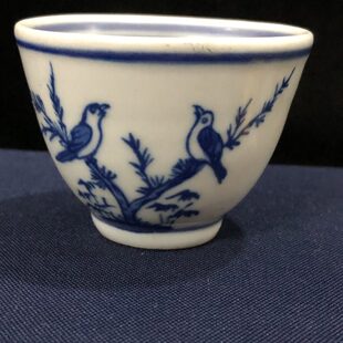 晚晴民国青花缠枝莲主人杯子古董古玩瓷器真品收藏老物件陶瓷花瓶