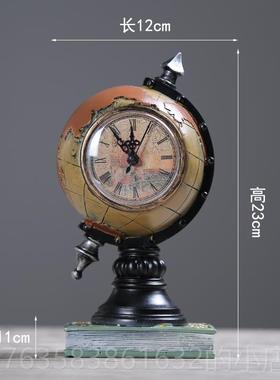高档L摆OFT工风复古创柜意地球仪钟件书房办公室客厅橱业装饰品摆