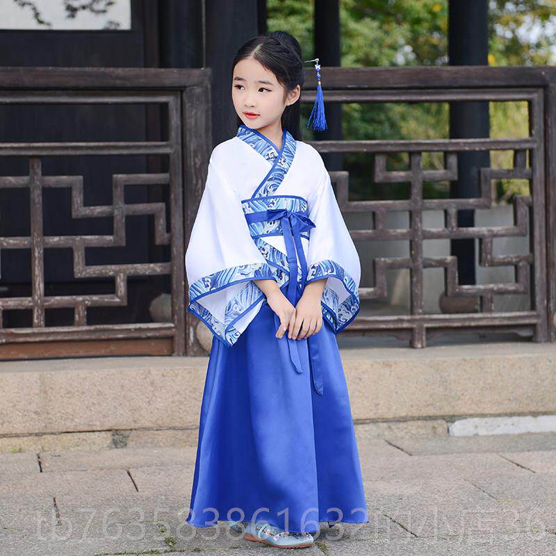 高档儿童装汉服国学服装书童小古学生开童笔服礼男女演出三字经表