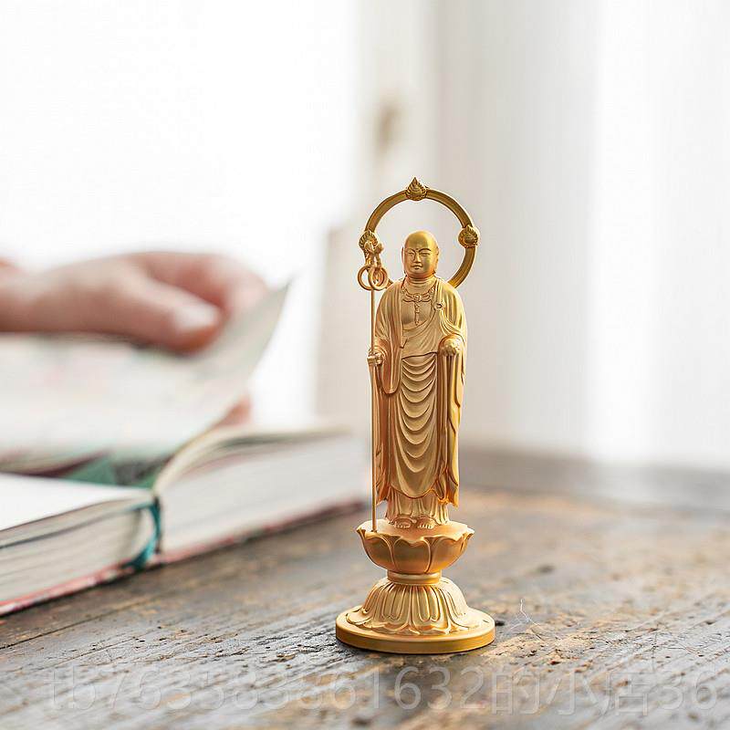 高档地镀藏菩 日本进口纯金佛像 手工摆件 地萨藏王菩萨 请金愿还
