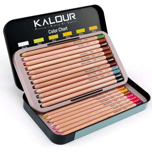 KALOUR24色粉画铅笔套装美术绘画粉画炭笔彩色铅笔厂家直销