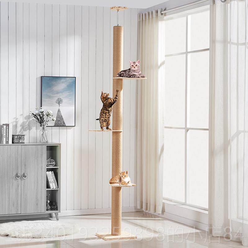 新款猫爬跳树架实木地通天柱猫架家具猫台猫顶天立厂家直销
