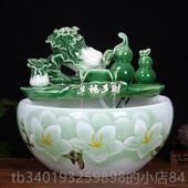 新款 镇陶瓷流水盆鱼景缸家用喷泉养鱼大号碗莲盆乌龟缸客厅造德景