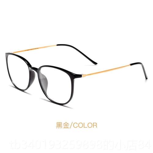 新款配ins透镜框女超轻纯钛网红款韩版潮可近视眼防蓝光辐射明眼