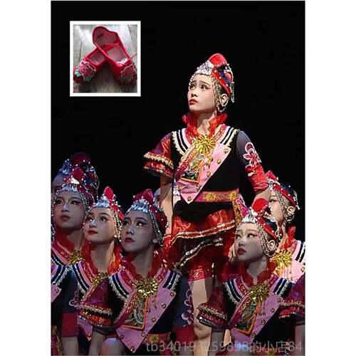 新款款儿童苗族壮彝族族畲族蹈演出服三月三女新童少数民族服装舞
