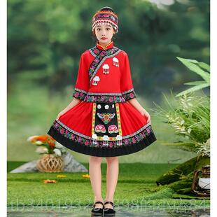 新款仡新款儿童佬族民族服装男女童装儿园仡佬族舞蹈幼出服饰竹竿